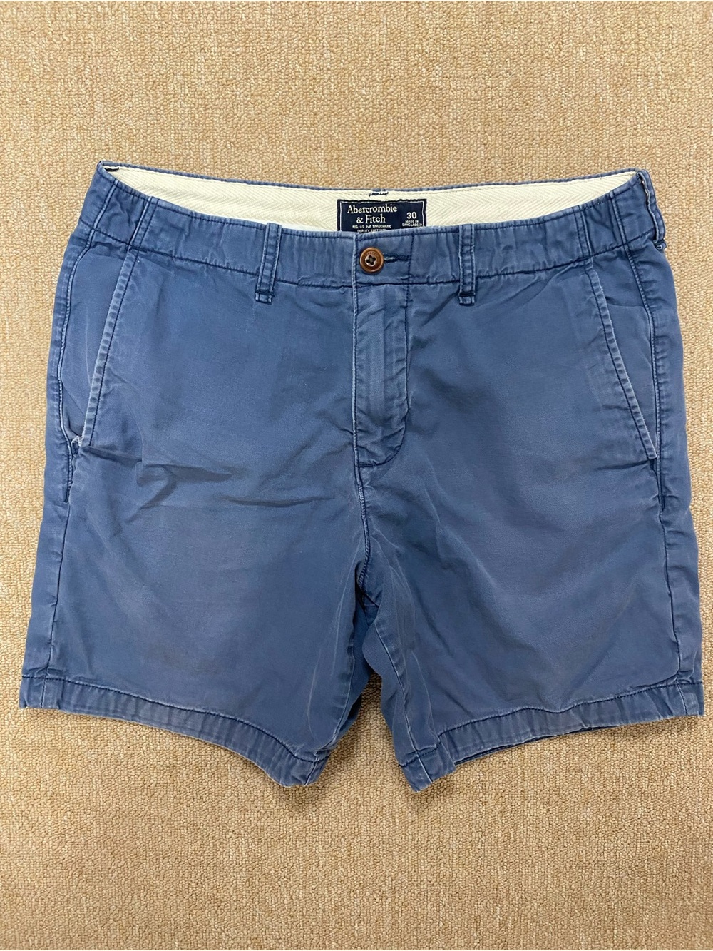 Abercrombie & Fitch Men's Slate Blue Flat Front Shorts